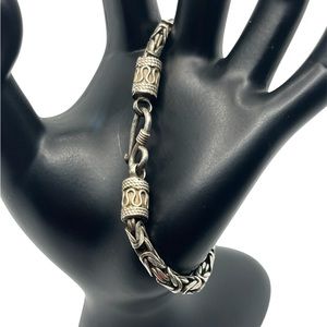Byzantine chain sterling silver hook clasp bracelet vintage Bali